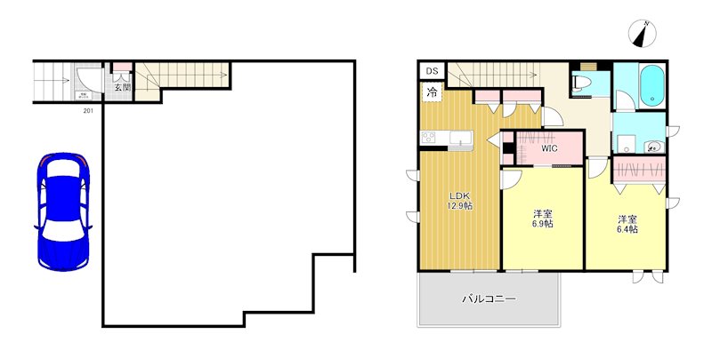 リッセ 201号室 間取り
