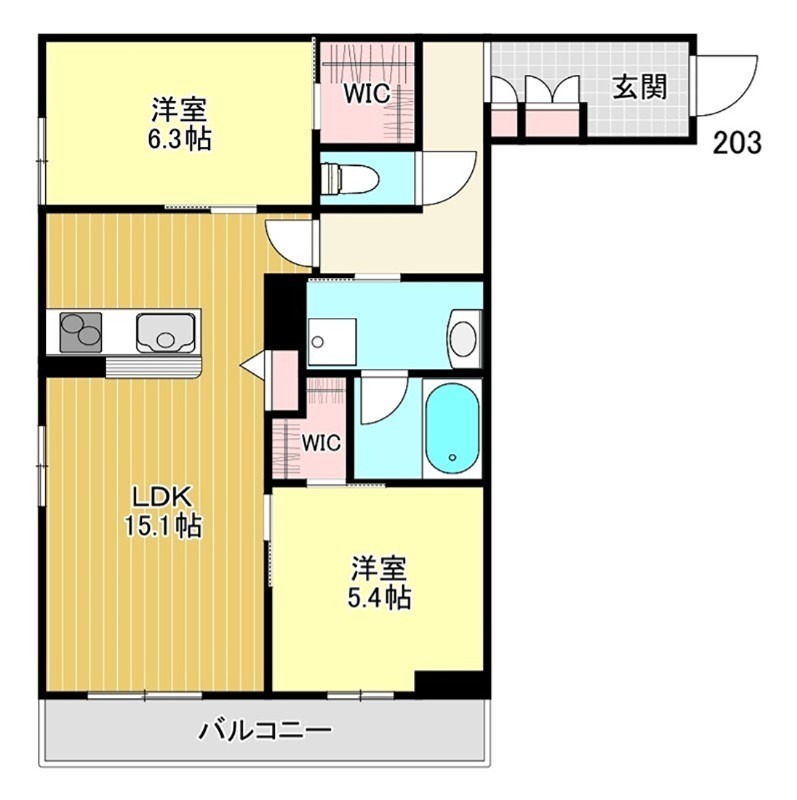 ヒナ　ティアレ 203号室 間取り