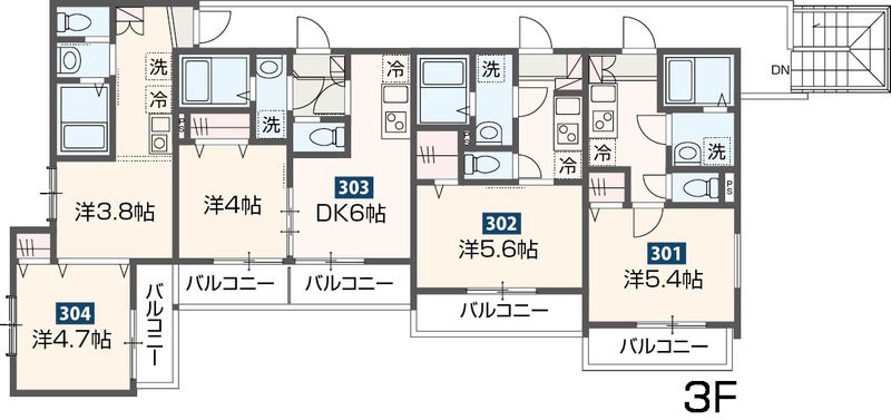 MELDIA大和田Ⅲ  304号室 間取り