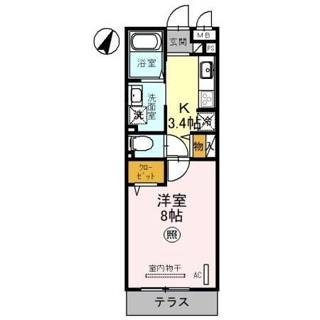 コリーヌヴェール盆栽 205号室 間取り