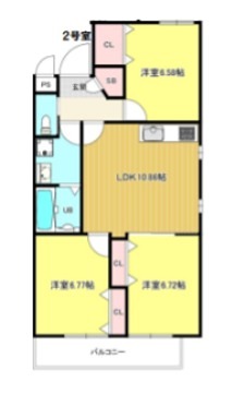 プルメリア与野 202号室 間取り