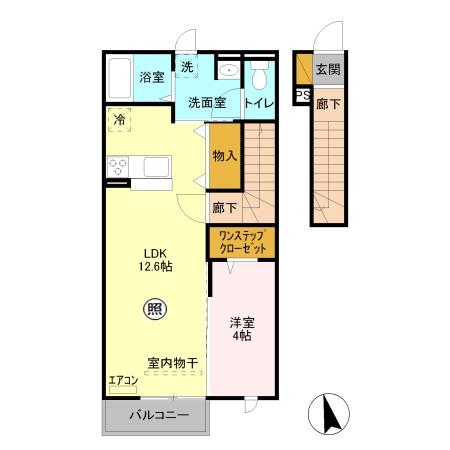 セジュールアン ラビ 203号室 間取り