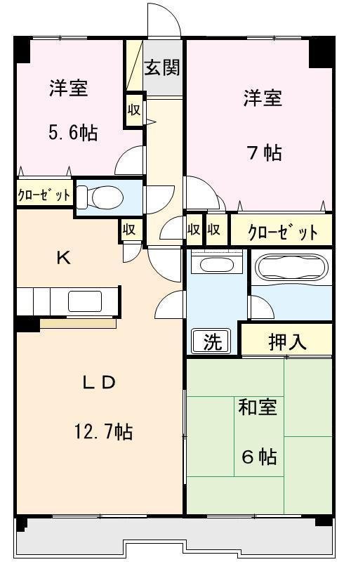 パティオ大宮 703号室 間取り
