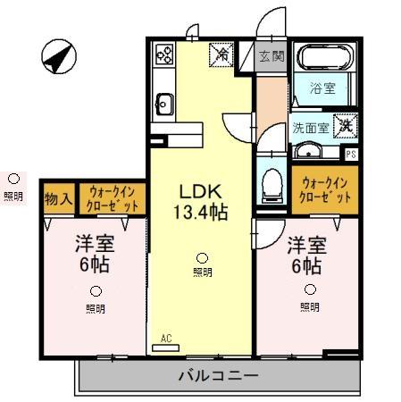 メイプルシャトー 303号室 間取り