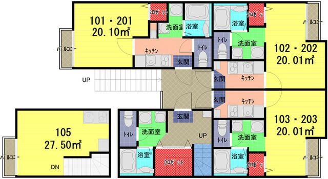 エリシウム大宮 102号室 間取り