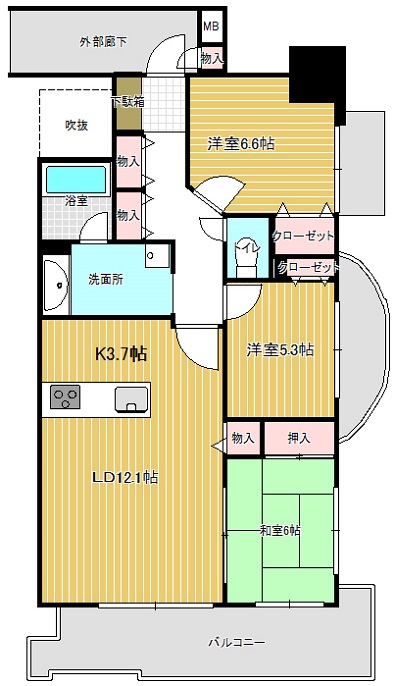 パティオタワー大宮 1202号室 間取り