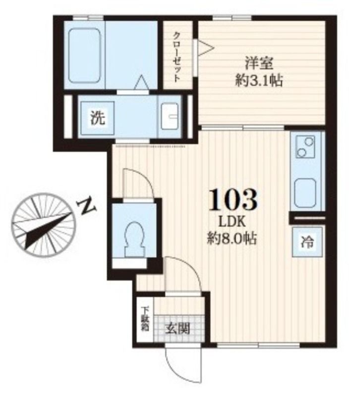 タウンセレッソ 103号室 間取り