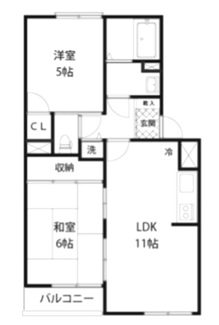 ハイツＵＵⅤ  302号室 間取り