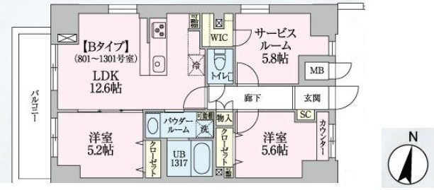 アーバン　スカイライン　大宮 1101号室 間取り