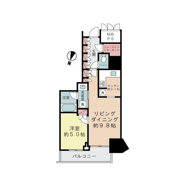 ＴＨＥ　ＯＭＩＹＡ　ＴＯＷＥＲＳ　ＥＡＳＴ 806号室 間取り