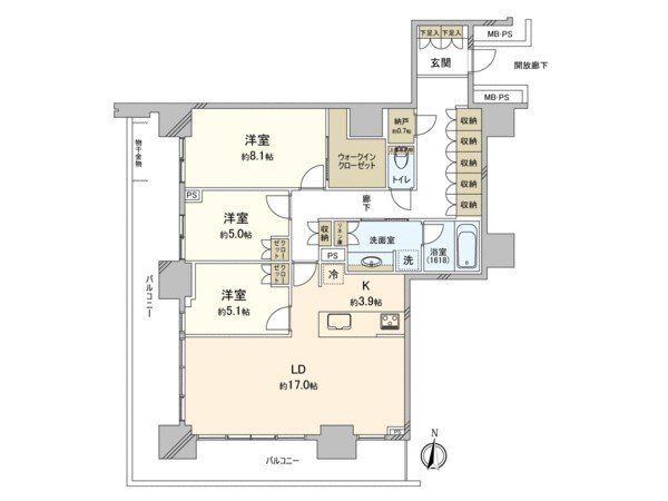 グランドミッドタワーズ大宮フォレストタワー 707号室 間取り