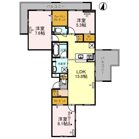 ゆずり葉 202号室 間取り