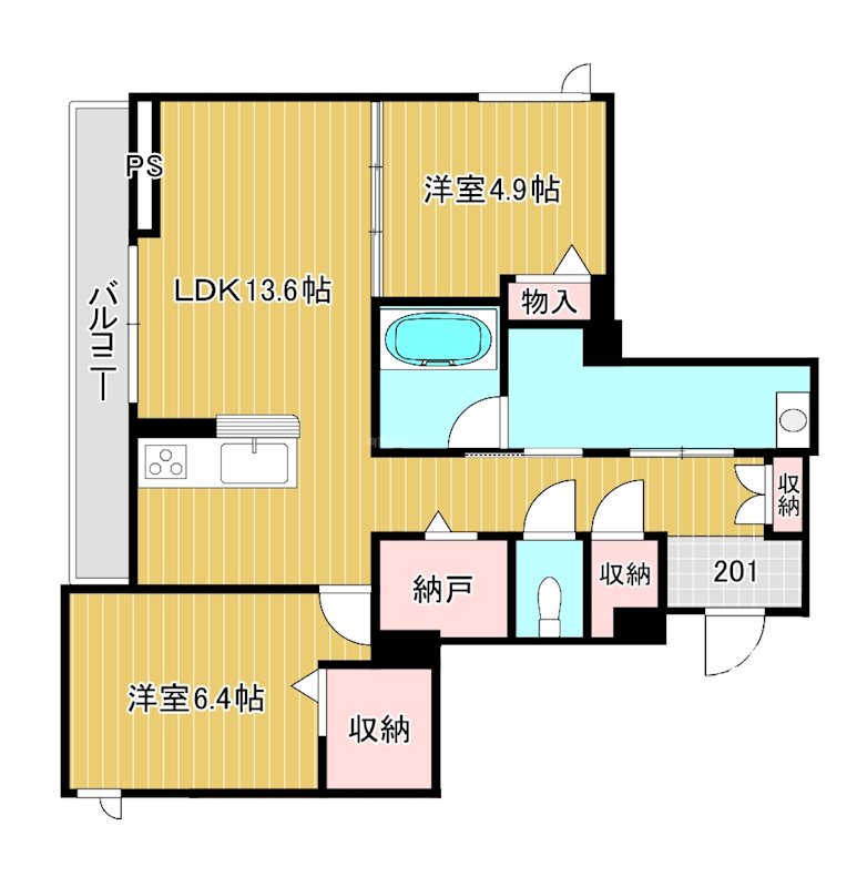 セゾレーナ 201号室 間取り