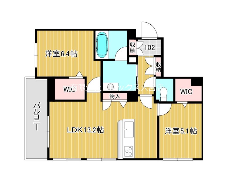 セゾレーナ 102号室 間取り