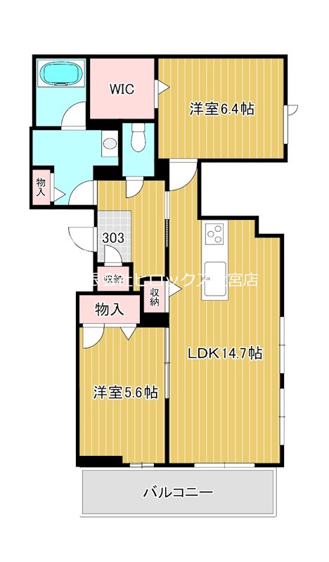 セゾレーナ 303号室 間取り