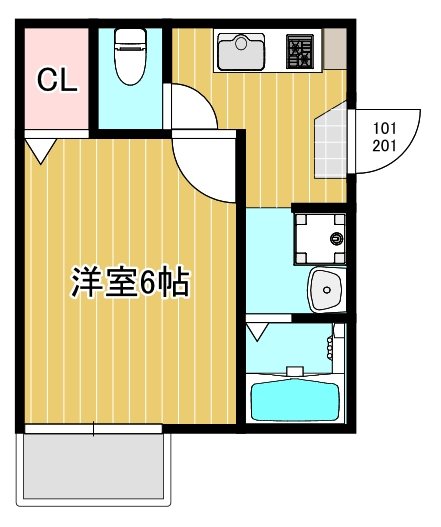 L&rsquo;Aria　Omiya 101号室 間取り