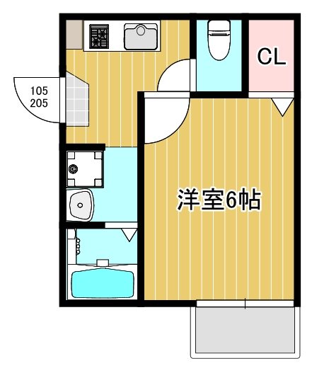 L’Aria　Omiya 105号室 間取り