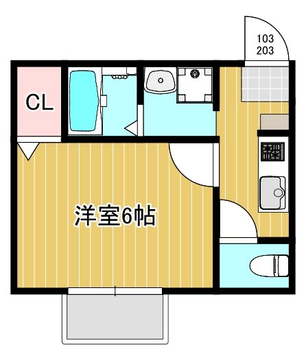 L’Aria　Omiya 103号室 間取り