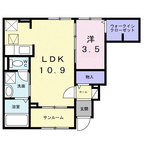サンライズ　プライム 103号室 間取り