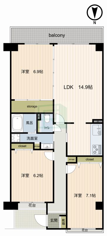 アーバンみらい東大宮東二番街団地 第9-4号棟 403号室 間取り