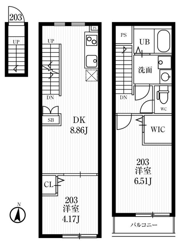ミハス浦和 203号室 間取り