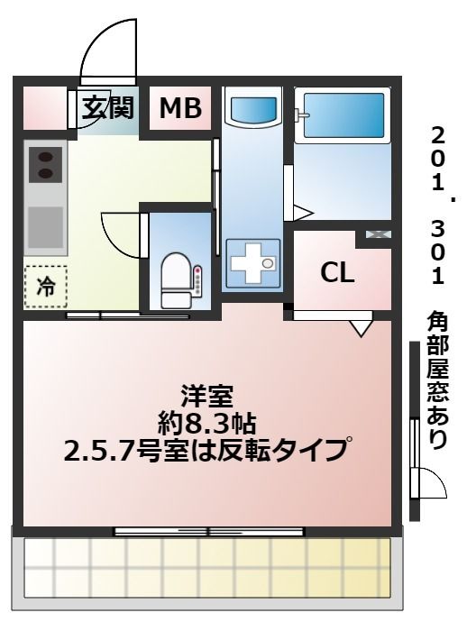 プロスペリタ大宮S 305号室 間取り