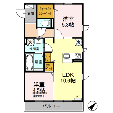 プリマビスタ 201号室 間取り