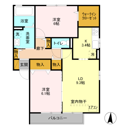 グランコート　Ⅱ 202号室 間取り