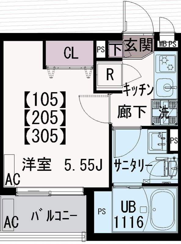 IXO浅間町 205号室 間取り