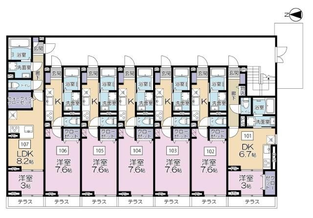 クレールレジデンス 106号室 間取り
