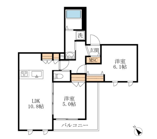 クレール・ド・ベルヴィル 202号室 間取り