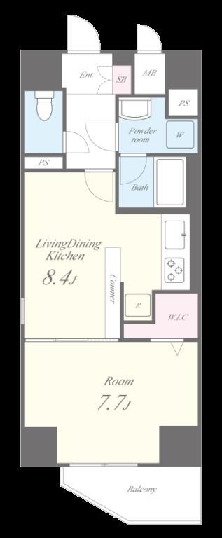 Prime Cozy 1401号室 間取り