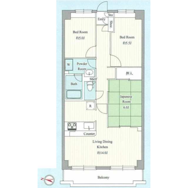 七里ガーデン 206号室 間取り
