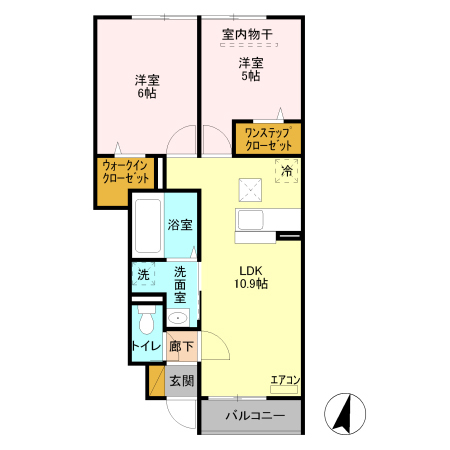 カーサ フィオーレ 102号室 間取り