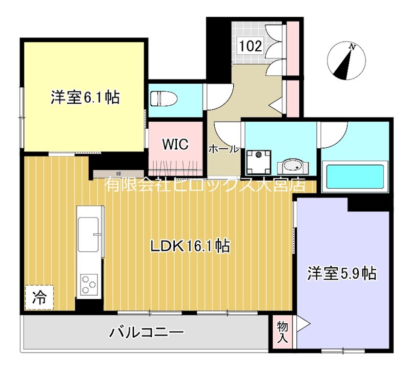 ドムス　グランツ　大宮大成 102号室 間取り