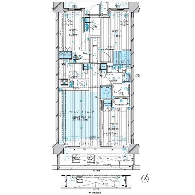 グランカーサ北浦和 603号室 間取り