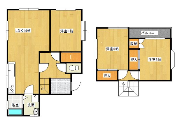 平方貸家 間取り