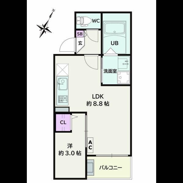 Ｊａｃｋ　ｙｏｓｈｉｎｏⅡ 102号室 間取り