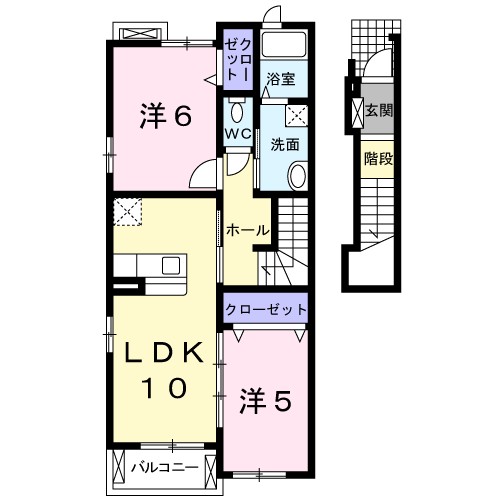 エヴァ－グリ－ン　モアウエスト 202号室 間取り