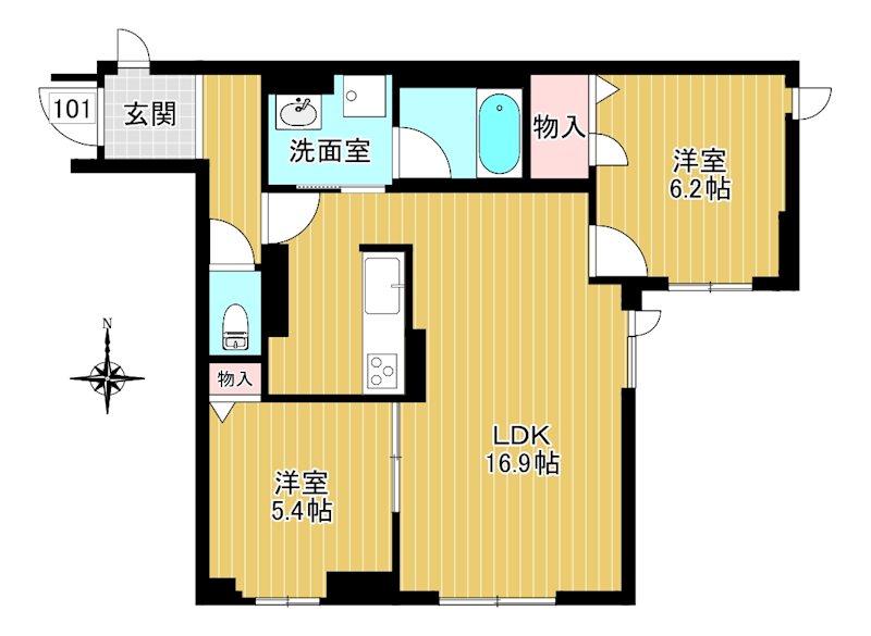 クラリエール 101号室 間取り