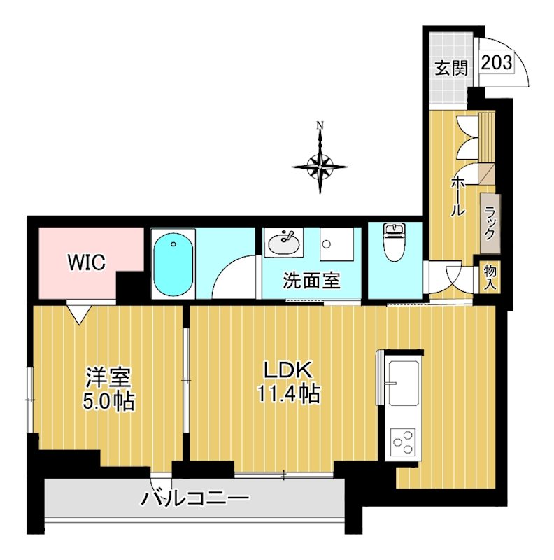 クラリエール 203号室 間取り