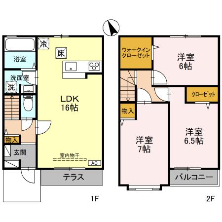 ラフィネ三橋　Ｃ 102号室 間取り