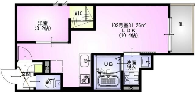 ＲＥＧＡＬＥＳＴ　Ｓｔｅｌｌａ 102号室 間取り