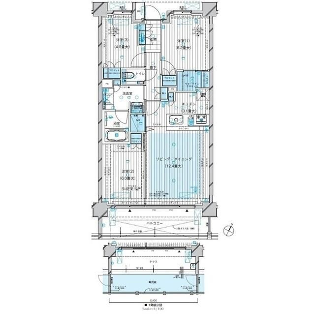 グランカーサ北浦和 106号室 間取り