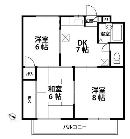 カターラヴィレッヂⅠ 303号室 間取り