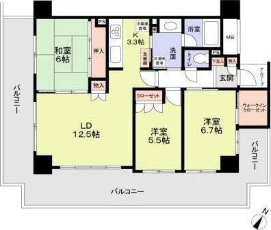 ハイムプラザ北浦和 1308号室 間取り