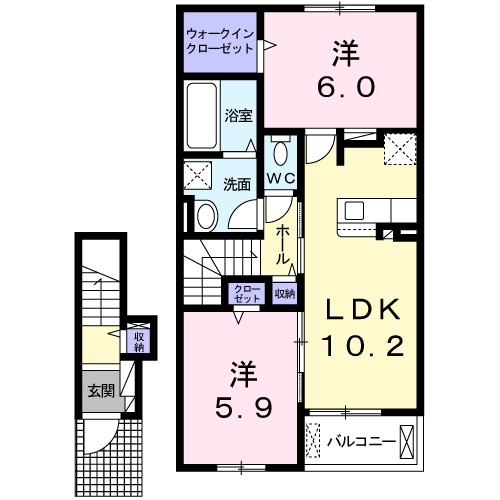 クレール　フォンテーヌⅡ 203号室 間取り