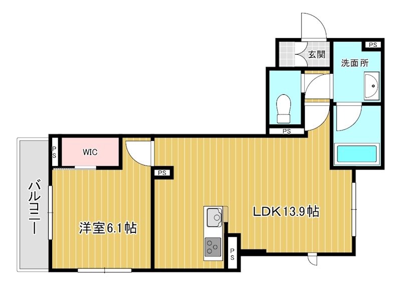 アミリー新都心 403号室 間取り