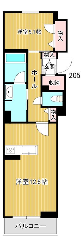 メゾン　ド　ファベル 205号室 間取り