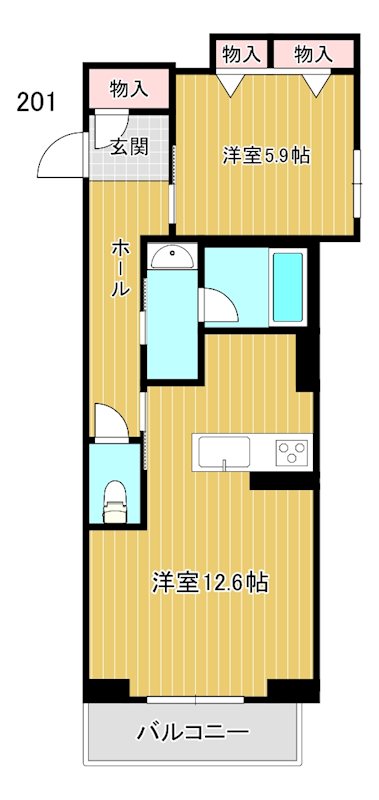 メゾン　ド　ファベル 201号室 間取り